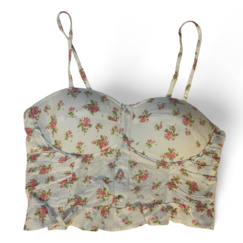 NWT Sim & Sam Floral Print Corset Crop Top Padded